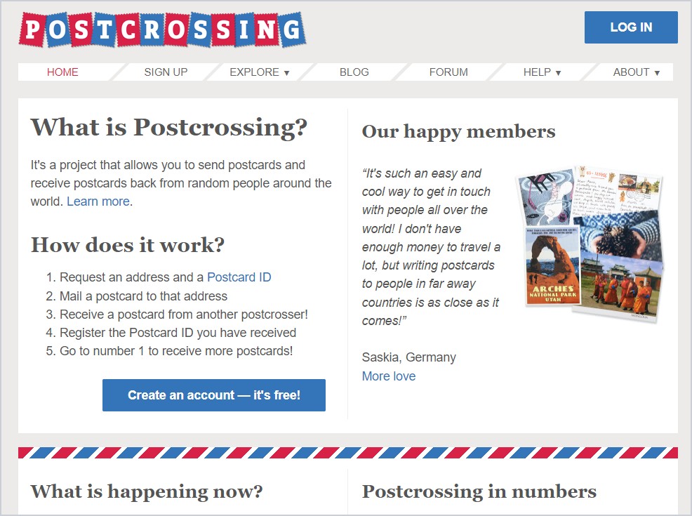 Postcrossing網站